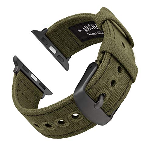 Archer Watch Straps - Canvas Straps for Apple Watch (Faded Olive, Gray, 40/41/42mm)