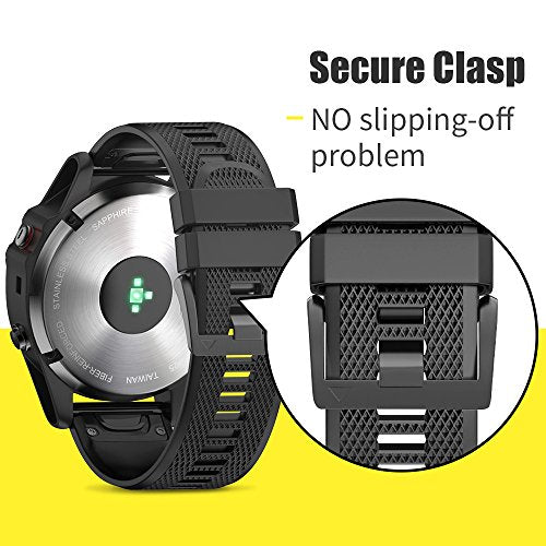 ANCOOL for Fenix 5/Fenix 6/Fenix 7 Band 22mm Silicone Watch Band for Fenix 8 47mm/Fenix 7 Pro/6 Pro/5 plus/Forerunner 935/945/955/965/Approach S62/S60/Epix Gen 2 47mm(Black)