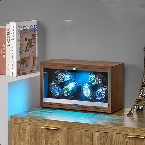 ANWBROAD Watch Winder 6 with LED and Super Quiet Motor 4 Rotating Modes Watches Winder box Watch Shaker with Type-C Adapter UJWW003A