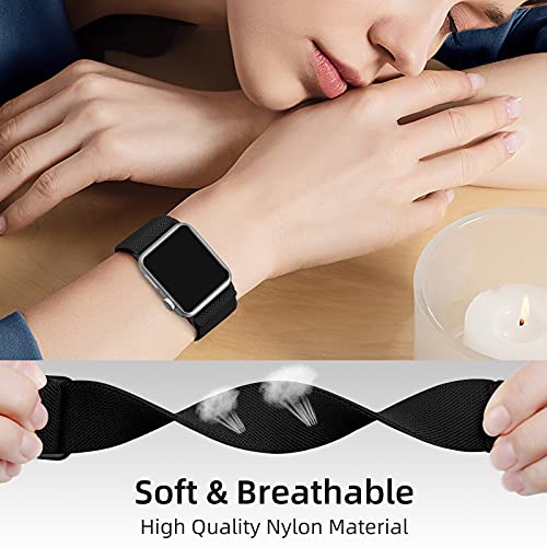 DaQin 3 Pack Stretchy Solo Loop Compatible with Apple Watch Bands for Men 49mm 46mm 45mm 44mm 42mm, Soft Nylon Braided Elastic Strap for iWatch Band Series 11 10 9 8 7 6 5 4 3 SE Ultra 3 Ultra 2 Ultra