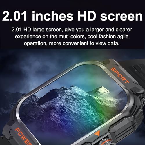 UYRGT Military Smart Watch with Earbuds for Men and Women,2'' Tactical Display,Sport Modes,Fitness Tracker,Heart Rate,Answer/Make Call, Sleep Monitor, SmartWatch Built-in Headphone Combo,iOS & Android