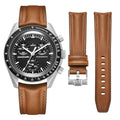 Getalia Italian Full grain vegetable tanned leather watch Bands Curved Strap,Compatible with Omega X Swatch Moonswatch Speedmaster Watch straps Men Women (Brown-width：20mm)