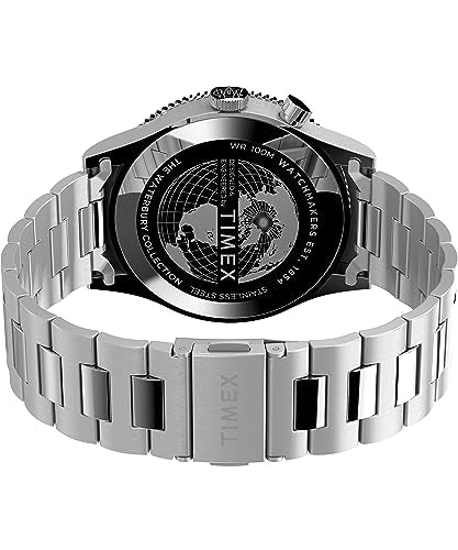 Timex Men's Waterbury Traditional 39mm Watch - Stainless Steel Bracelet Black Dial Stainless Steel Case