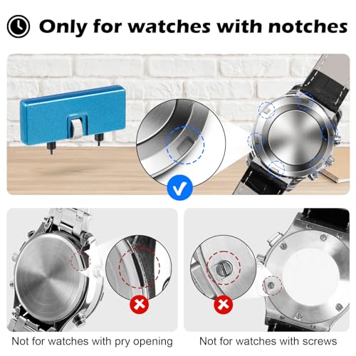 JOREST Watch Battery Replacement Kit, Watch Back Remover for Rotate Open Watch Cover, Watch Opening Tool, Watch Strap Removal, Watch Case Opener with Anti-scratch film, Spring Bar, Instruction Manual