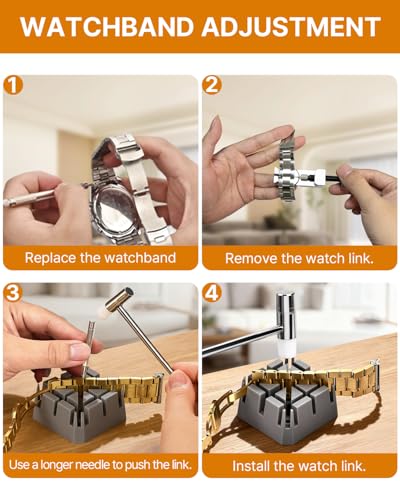 EasyTime Watch Link Removal Kit: Professional Watch Strap Adjustment Tool Band Replacement Bracelet Resize Kit for All Size with 108 PCS Spring Bars 20 PCS Link Pins