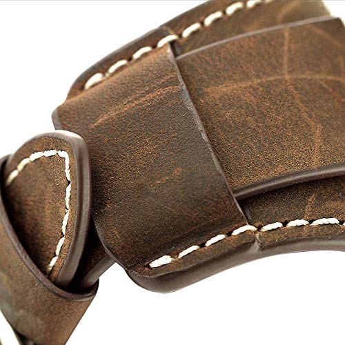 Hepsun Compatible with Samsung Galaxy Watch 42mm/Active 40mm/Active 2 40mm 44mm/Gear S2 Classic/Gear Sport /Fossil Q Gazer/Ticwatch 2/Garmin Vivoactive 3 20mm Genuine Leather Cuff Bands/Strap (coffee)