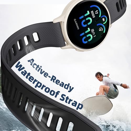 GEAK 20mm Quick Release Compatible with Garmin Vivoactive 6/5/3 Watch Band/Venu/Venu SQ, 20mm Adjustable Silicone Sports Strap Replacement Band for Forerunner 245/245 Music/645/645 Music Men Women