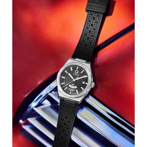 Timex Men's Q Continental GMT 39mm Watch - Black Strap Black Dial Stainless Steel Case