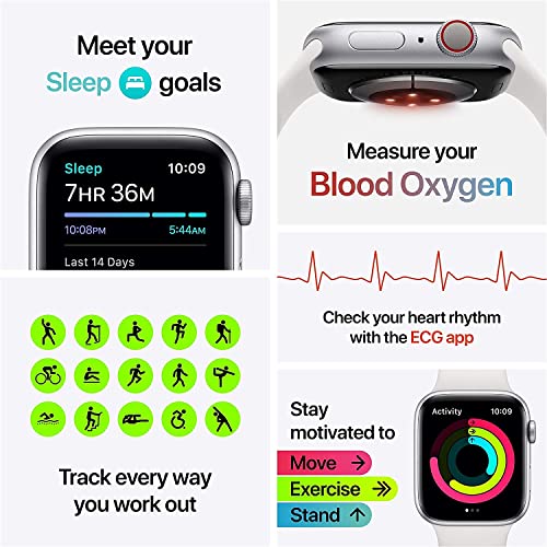 Apple Watch Series 6 (GPS + Cellular, 44mm) - Space Gray Aluminum Case with Black Sport Band (Renewed)