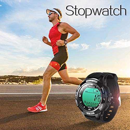TEKMAGIC 10 ATM Digital Submersible Unisex adult Diving Watch 100m Water Resistant Swimming Sport Wristwatch Luminous LCD Screen with Stopwatch Alarm Function