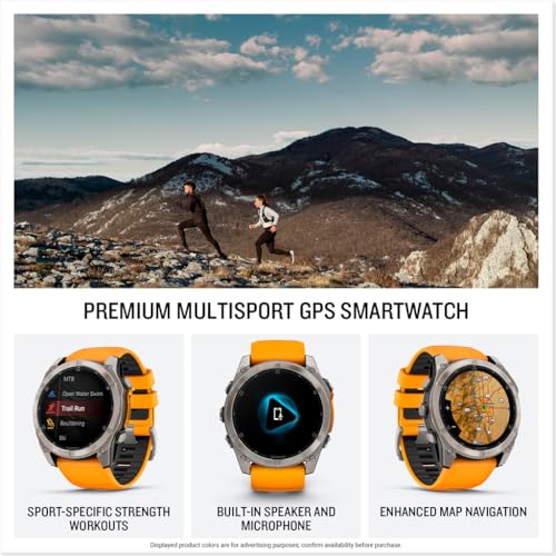 Garmin fēnix® 8 – 51 mm, AMOLED, Sapphire, Premium Multisport GPS Smartwatch, Long-Lasting Battery Life, Dive-Rated, Built-in LED Flashlight, Titanium with Spark Orange/Graphite Band