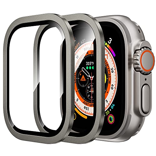 WSKEN for Apple Watch Ultra 3/Ultra 2/Ultra Screen Protector 49mm,9H Tempered Glass + Titanium Alloy Frame, [Keep Original] [Touch Sensitive] Lightweight Protective Glass Film for iwatch Ultra 3/2/1
