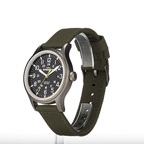 Timex Men's Expedition Scout 40mm Watch – Black Dial Gray Case & Green Fabric Strap