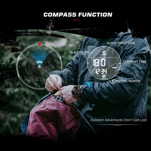 CakCity Military Digital Watches for Men - Compass, Waterproof, Tactical & Sport, Hiking Watches