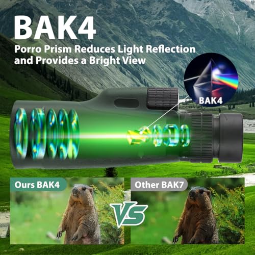 Monocular Telescope 80x100, Wide Field HD Monoculars for Adults with Tripod & Phone Adapter, Perfect for Bird Watching, Hunting, Hiking & Outdoor Activities -Green