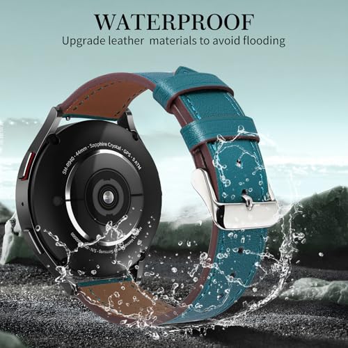 Italy Genuine Leather Watch Bands Compatible with Samsung Galaxy Watch 7 6 5 4 40mm 44mm, 5 Pro 45mm, 6 4 Classic Active 2, 20mm Quick Release Leather Watch Straps Replacement Band for Women Men