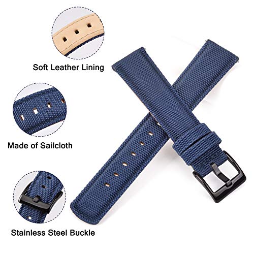 Ritche Christmas Gift 18mm Sailcloth Wristbands Watch Strap, Quick Release Sailcloth Watch Band Padding Design Watch Bands for Men Women, White Elephant Gifts, Stocking Stuffers for Men