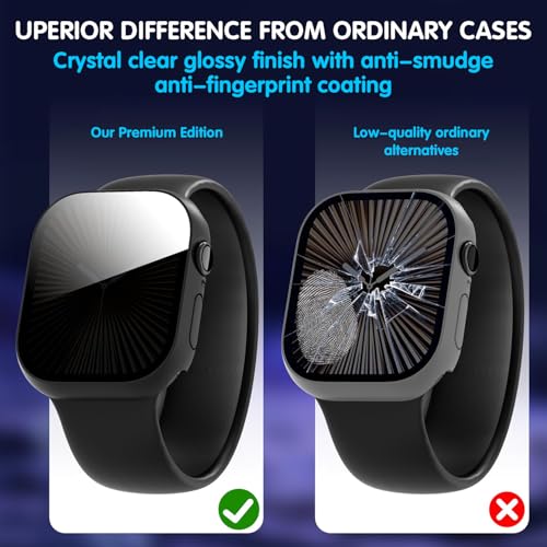 AIDOWU 3-Pack Privacy Anti Spy Case for Apple Watch Series 10/11 46mm, Protective Face Cover with Anti-Peeping Tempered Glass Screen Protector, Ultra Thin Hard PC Bumper Cover for iwatch 46mm