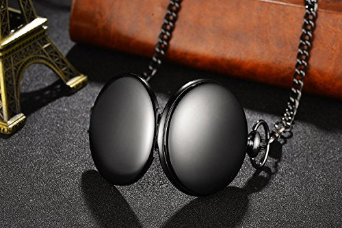LYMFHCH Smooth Vintage Pocket Watch with Chain, Arabic Numerals Scale Mens Watch Christmas Graduation Birthday Gifts Fathers Day