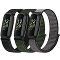 WNIPH Nylon Bands Compatible for Fitbit Inspire 3/Inspire 2/Inspire/Inspire HR/Ace 3/Ace 2 Bands, Breathable Sport Replacement Straps Soft Adjustable Solo Loop Dark Black+Navy Green+Iron Grey
