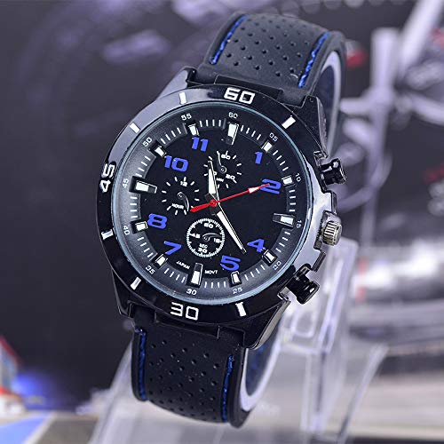 LsvtrUS Men's GT Racer Sport Watch Military Pilot Aviator Army Style Black Silicone Mens Watch