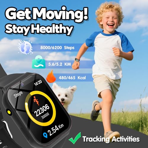 Smart Watch for Kids, Kids Watch with 18 Puzzle Games, 1.83" HD Touch Screen Fitness Tracker Pedometer Sleep Tracker Alarm Clock Flashlight No APP/Phone, 12/24 hr Gift for Kid Christmas Birthday
