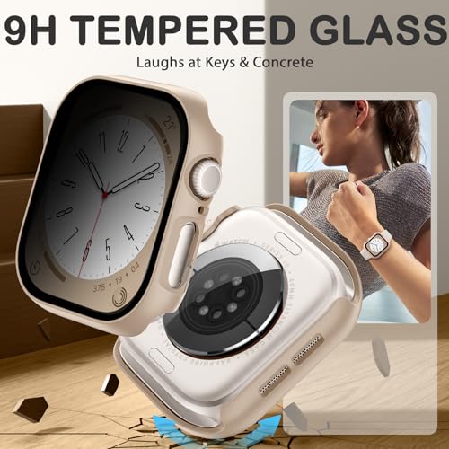 Adorve Privacy Case for Apple Watch Series 10 42mm Screen Protector, Anti-Spy Cover for iWatch Series 11 10 42 mm, 8 Pack, Black Clear Pink Starlight Rose Pink Pine Green Milk Tea Smoke Violet