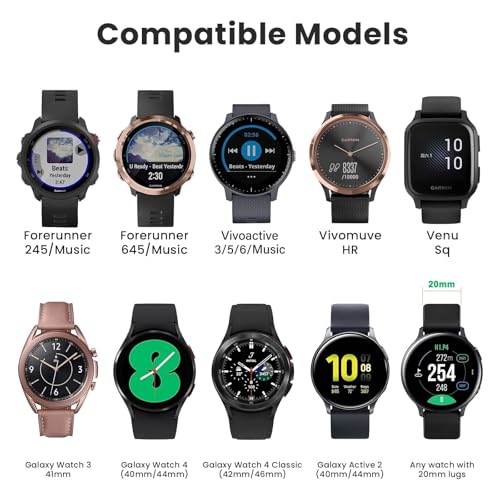 NotoCity for Garmin Forerunner 645 Band, 245 Band, 20mm Replacement Strap Soft Silicone for Vivoactive 3 Music Vívomove HR Forerunner 645/245 Music smartwatch