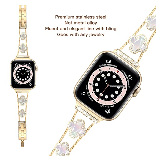 38/40/41/42 mm(Series 10) cool woman chain metal smartwatch strap compatible with Apple Watch Band Series 11/10/9/8/7/6/SE/5/4 adjustable replacement watch bracelet for Iwatch gold Watch Band