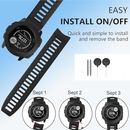 Waterproof Band Compatible with Garmin Instinct Watch Bands, 22mm Soft Silicone Replacement Watch Strap for Garmin Instinct 2 / Instinct Esports/Solar/Tactical (Black)