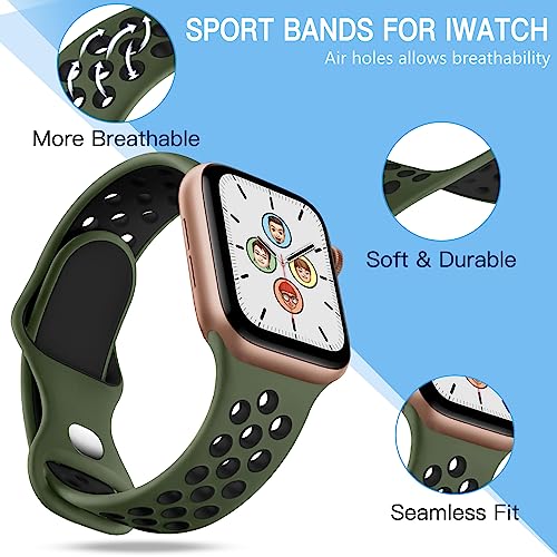 Adorve 4 Pack Sport Bands Compatible with Apple Watch Bands for Men Women 49mm 46mm 45mm 44mm 42mm 41mm 40mm 38mm,Breathable Soft Silicone Strap for iWatch Band Series 11 10 SE Ultra 9 8 7 6 5 4 3 2 1