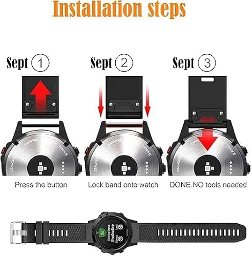 Soft Silicone Watch Band Compatible with Garmin Fenix 5 / Fenix 6 / Fenix 7 / Fenix 8 (47mm) Band, 22mm Replacement Band for Fenix 7 Pro/Fenix 6 Pro/Fenix 5 Plus Watch Bands (Black)