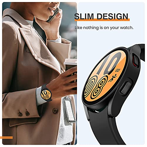 Tensea [2Pack for Samsung Galaxy Watch FE 2024/5 2022/4 2021 Screen Protector Case 40mm Accessories, Protective Face Cover Built-in Tempered Glass Film Bumper Case (40mm, Matte Black)
