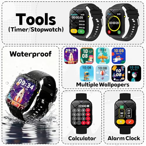 Smart Watch for Kids, Kids Watch with 18 Puzzle Games, 1.83" HD Touch Screen Fitness Tracker Pedometer Sleep Tracker Alarm Clock Flashlight No APP/Phone, 12/24 hr Gift for Kid Christmas Birthday