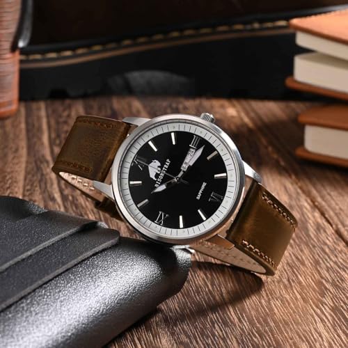 BISONSTRAP Leather Watch Straps, Classic Oil Waxed Leather, Quick Release Replacement Band for Men and Women, 20mm, Dark Brown/Silver Buckle