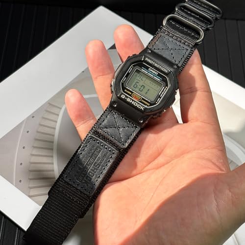 HEMSUT Quick Release 16mm Military Tactical Watch Band for Casio | Shock-Resistant Nylon & Leather Strap | Compatible with GA-100, DW-5600, DW-6900, GW-M5610, GBD-800 Series & More