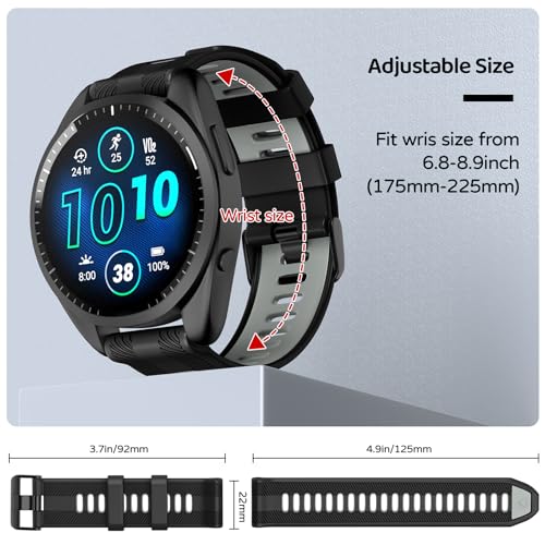 U-LIMVE Watch Band for Garmin Forerunner 965/Forerunner 955/Forerunner 945/Forerunner 935, Soft Silicone 22mm Replacement Bands