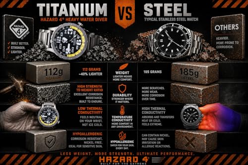 HAZARD 4 Heavy Water Diver(TM) BlackTie White GMT: Titanium Tritium Dive-Watch - "B"