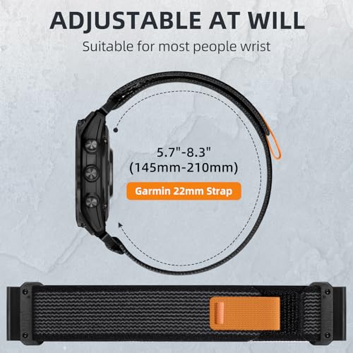 IMIVIO Compatible with Garmin Watch Band, 22mm Quickfit Nylon Replacement Sport Watch Bands Compatible with Garmin Fenix 8 & Tactix 8 AMOLED 47mm/Fenix E/7 Pro/7/6/6 Pro/5/5 Plus/Forerunner 945/965