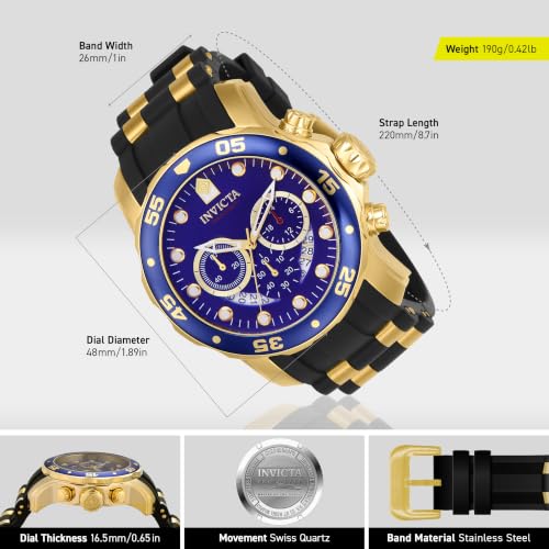 Invicta Men's 6983 Pro Diver Collection Chronograph Blue Dial Black Polyurethane Watch