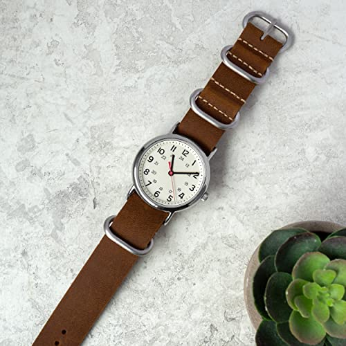 Benchmark Basics Leather Watch Band - Crazy Horse Oiled Leather One-Piece Watch Strap - 20mm Dark Brown