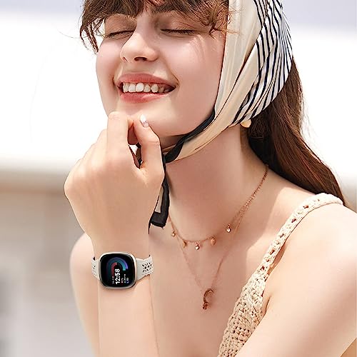Dirrelo 4 pack Lace Silicone Band Compatible with Fitbit Versa 3 Bands Women/Versa 4 Bands, Ultrathin Hollow-out Sport Strap Replacement Wristbands for Fitbit Sense/Sense 2 / Versa 3 /Versa 4 Watch