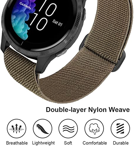 Elastic Bands for Garmin Forerunner 55/165/645/245 Music Watch Band, Garmin Vivoactive 6/5/3 Bands, 20mm Nylon Sport Wristband for Garmin Venu/Sq/Sq 2/Vivomove HR/Sport Men Women 3Pack