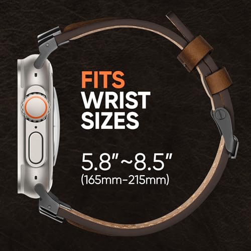 Suitisbest Leather Bands Compatible for Apple Watch Ultra Band 49mm 46mm 45mm 44mm 42mm, Genuine Leather Replacement Strap for iWatch Series 11 10 9 8 7 6 5 4 3 2 1, SE 3 2 1, Ultra 3 2 1