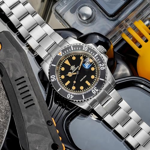 ADDIESDIVE Classic Quartz Watches for Men Stainless Steel Band Rotating Bezel 200M Diving Waterproof Wrist Watch Outdoor Watch