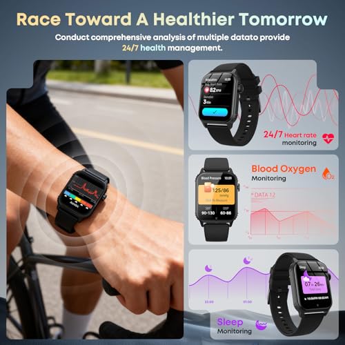 DIVOAZBVO Smart Watch for Men, 120+ Sports Modes Smartwatch with 1.83" HD Touchsreen, Sleep Monitor, IP67 Waterproof, Bluetooth Call & Music Control Fitness Watch for iPhone/Android Black