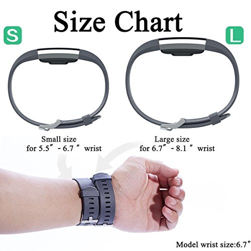 Maledan Bands Replacement Compatible with Fitbit Charge 2, 3-Pack, Large Gray/Blue/Black