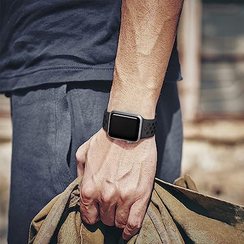 Lerobo Compatible with Apple Watch Band 44mm 45mm Series 10 11 46mm 42mm 49mm Men Women,Soft Silicone Breathable Sport Band Compatible for Apple Watch Ultra SE 3 2 for iWatch Series 9 8 7 6 5 4 3 Black