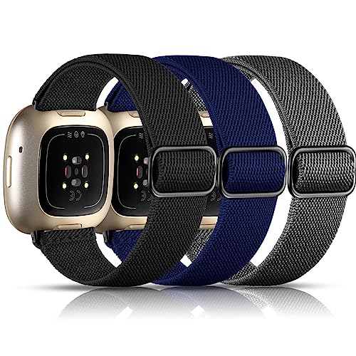 Maledan Bands Compatible with Fitbit Versa 3/ Fitbit Sense/Sense 2/ Versa 4 Watch Band Men Women, Adjustable Stretchy Bracelet Wristband for Fitbit Versa 3 Watch and Fitbit Sense Smartwatch Bands