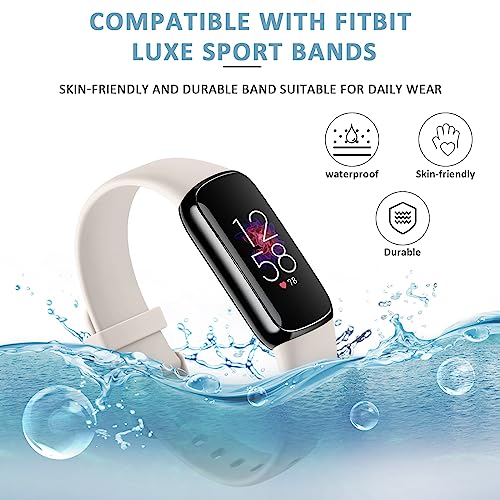 AK Sport Band Compatible with Fitbit Luxe Bands for Women Men, Soft Silicone Replacement Sport Straps Wristbands for Fitbit Luxe Fitness and Wellness Tracker (Small,Starlight)
